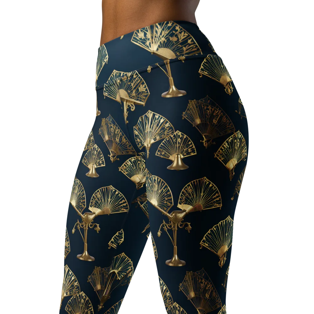 Gilded Fan Salon on Yoga Leggings — Left Front