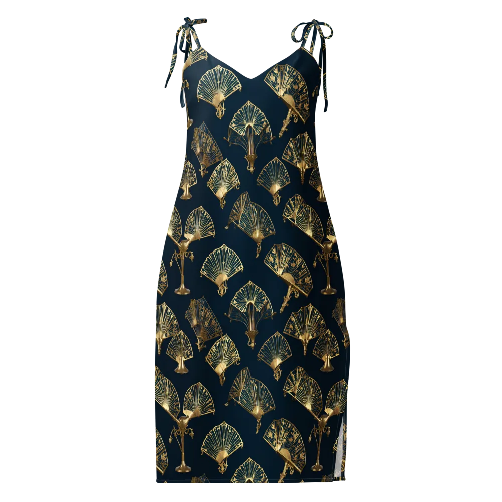 Gilded Fan Salon on Slip Dress — Front