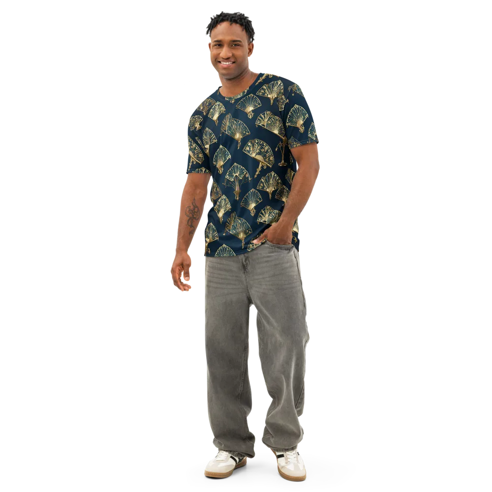 Gilded Fan Salon on Men's Cotton Crew Neck T-Shirt — Front