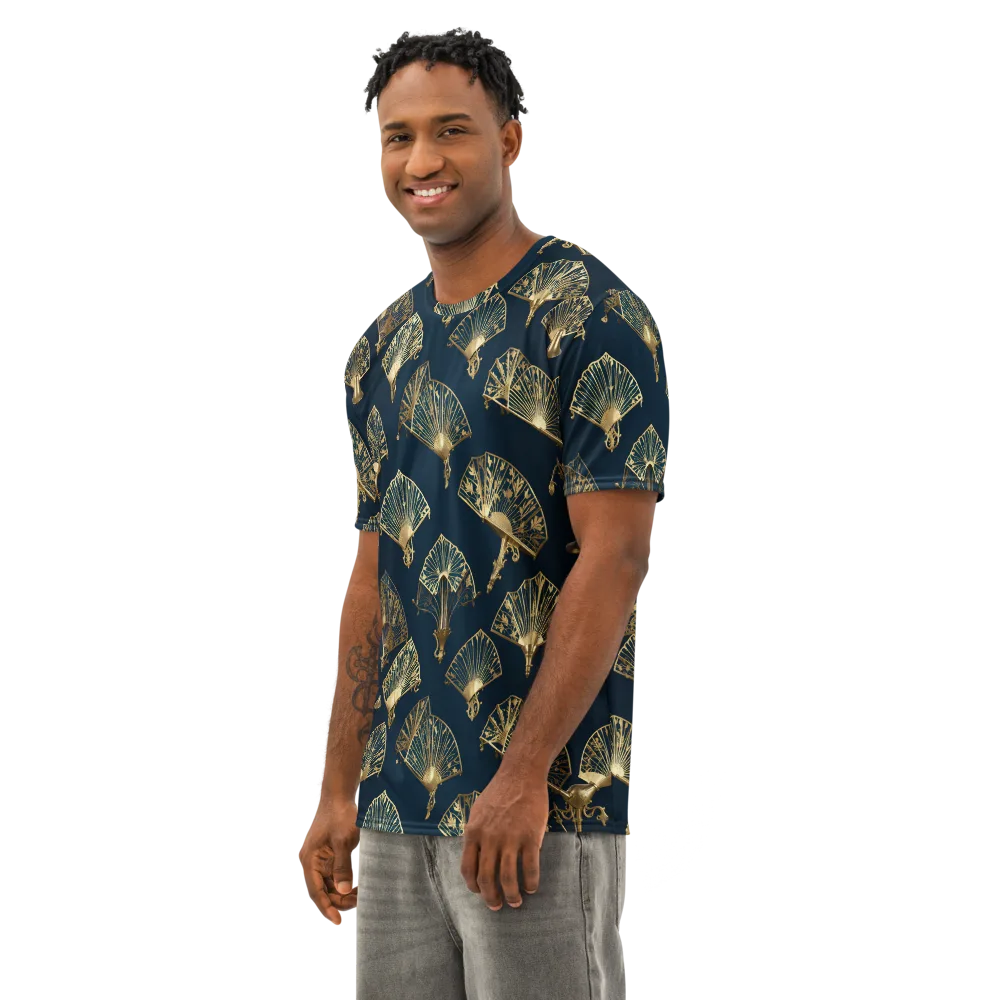 Gilded Fan Salon on Men's Cotton Crew Neck T-Shirt — Left Front