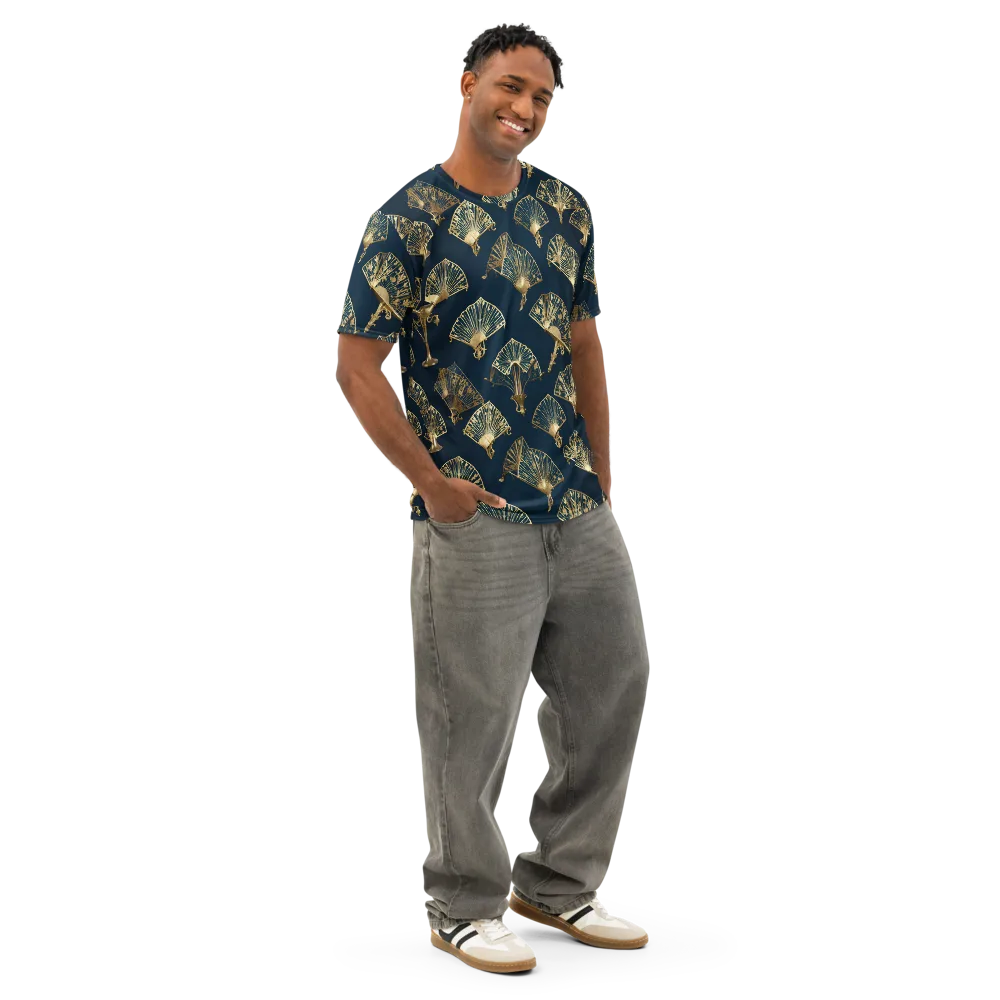 Gilded Fan Salon on Men's Cotton Crew Neck T-Shirt — Right Front