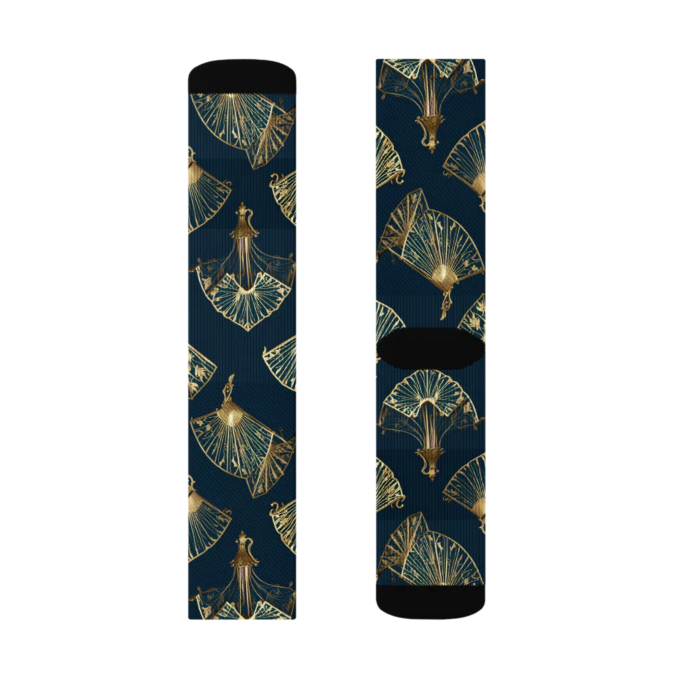 Gilded Fan Salon on Socks — Right Sock