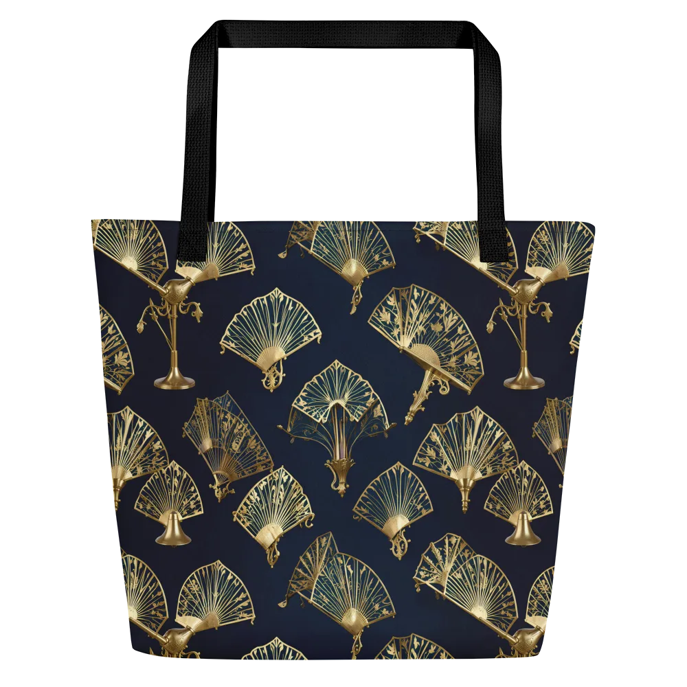 Gilded Fan Salon on Large Tote Bag W/ Pocket — Front