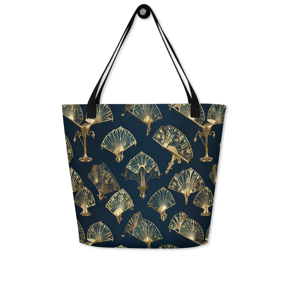 Gilded Fan Salon on Large Tote Bag W/ Pocket — Front