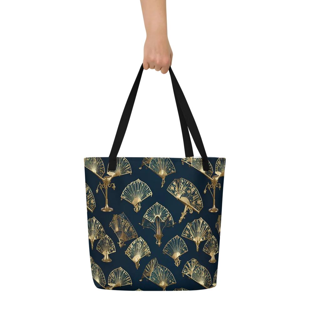 Gilded Fan Salon on Large Tote Bag W/ Pocket — Front