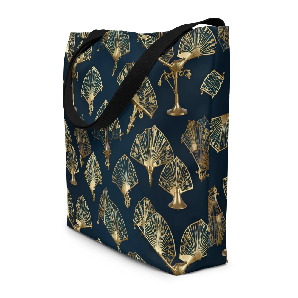 Gilded Fan Salon on Large Tote Bag W/ Pocket — Front