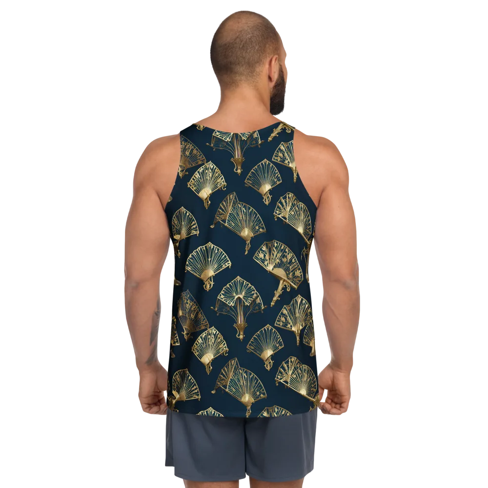 Gilded Fan Salon on Men's Tank Top — Back