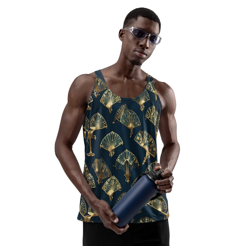 Gilded Fan Salon on Men's Tank Top — Front
