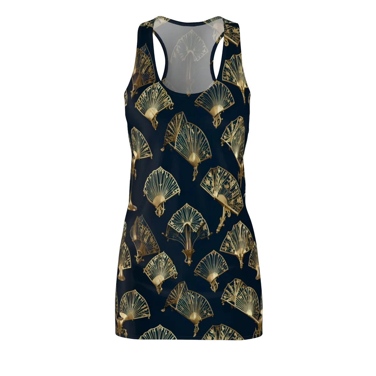 Gilded Fan Salon on Racerback Dress — Front