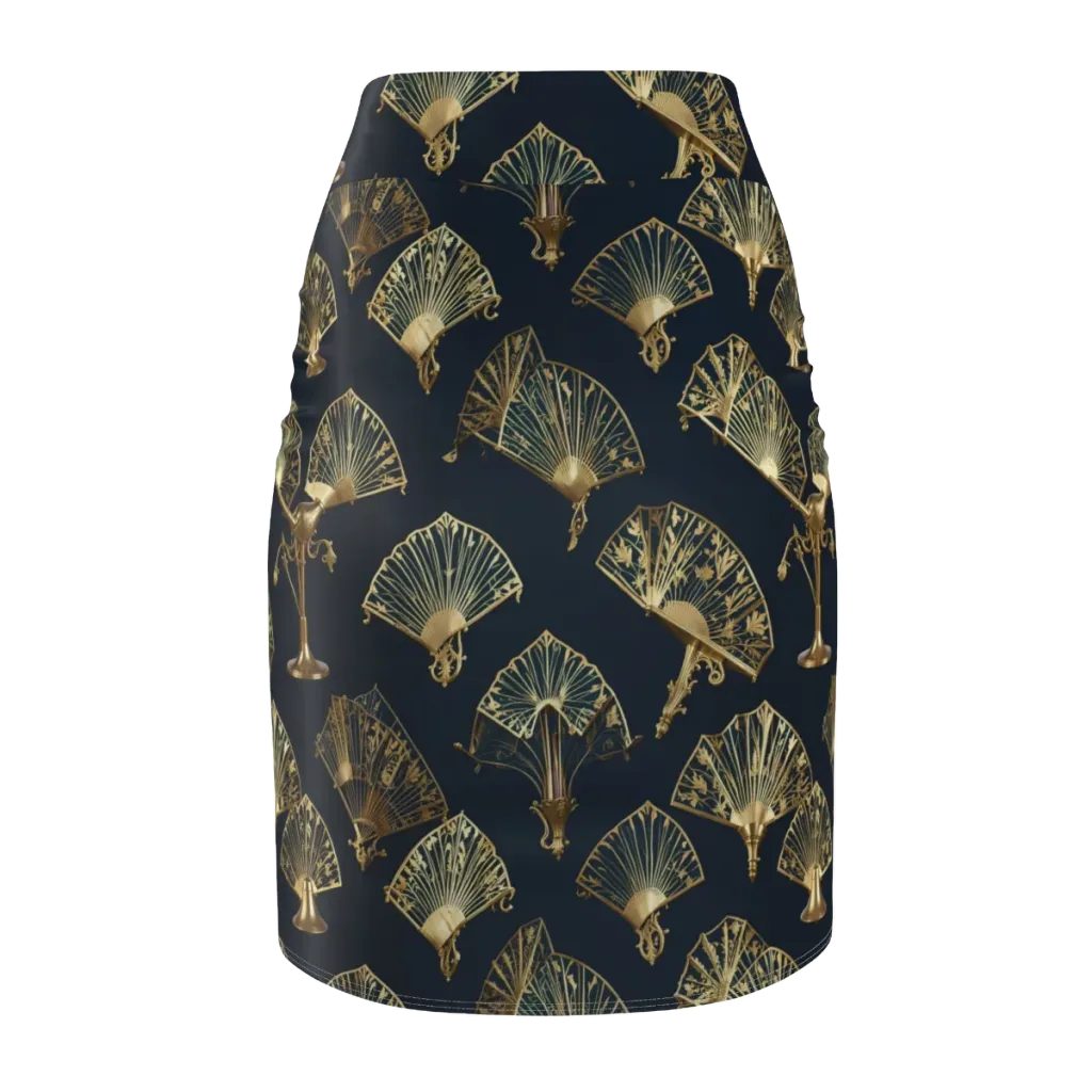Gilded Fan Salon on Pencil Skirt — Back