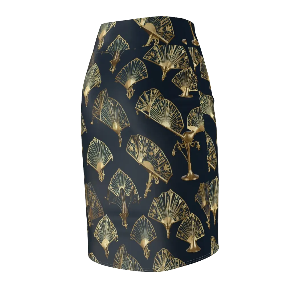 Gilded Fan Salon on Pencil Skirt — Back Side