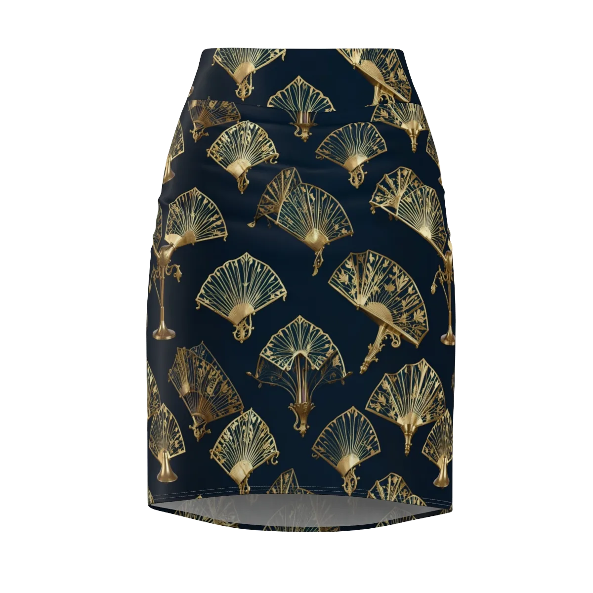Gilded Fan Salon on Pencil Skirt — Front