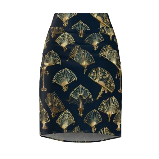 Gilded Fan Salon on a Pencil Skirt