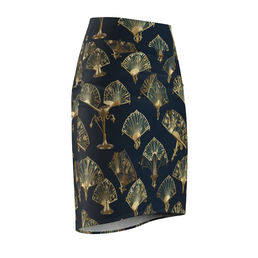 Gilded Fan Salon on Pencil Skirt — Front Side