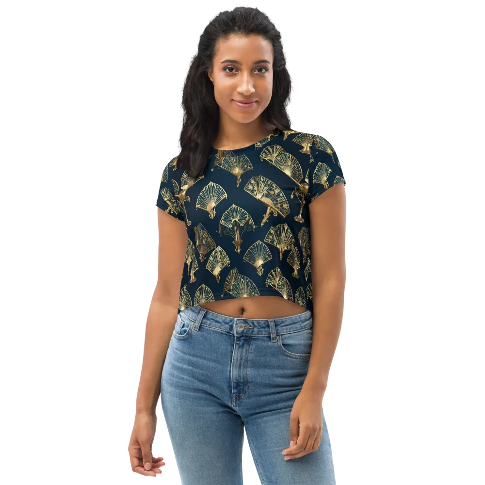 Gilded Fan Salon on Crop Tee — Front