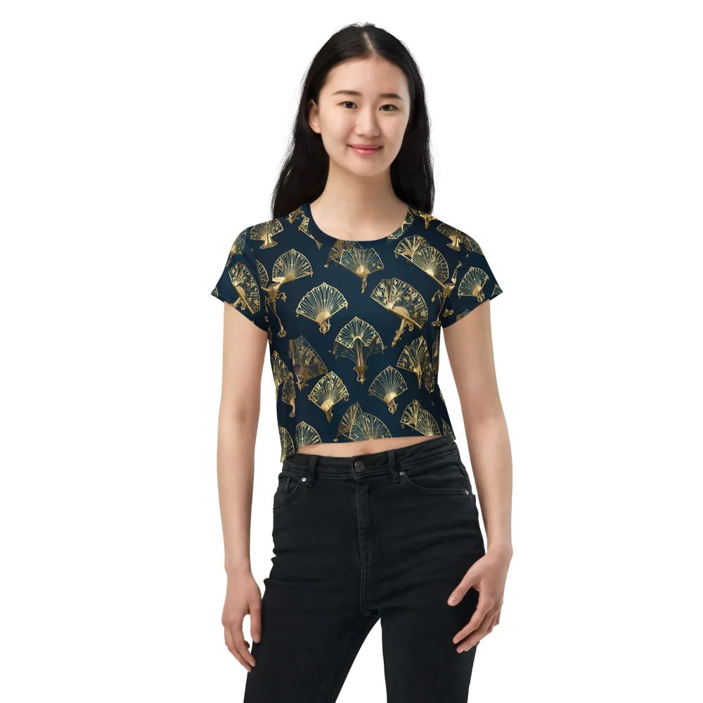 Gilded Fan Salon on Crop Tee — Front