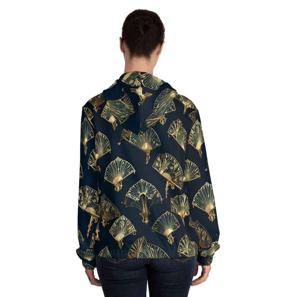 Gilded Fan Salon on Women's Full-Zip Hoodie — Back On Person