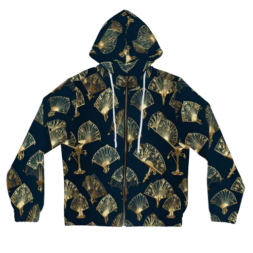 Gilded Fan Salon on a Women's Full-Zip Hoodie