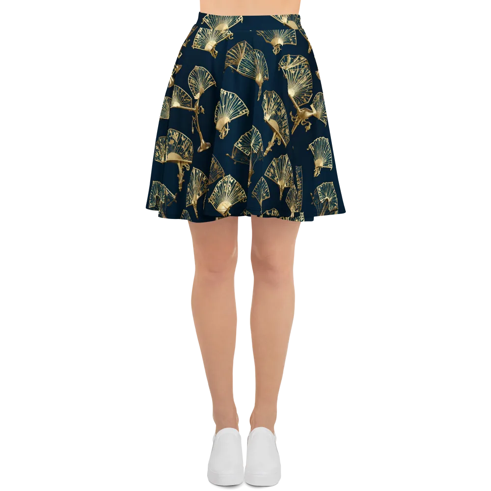 Gilded Fan Salon on Skater Skirt — Front