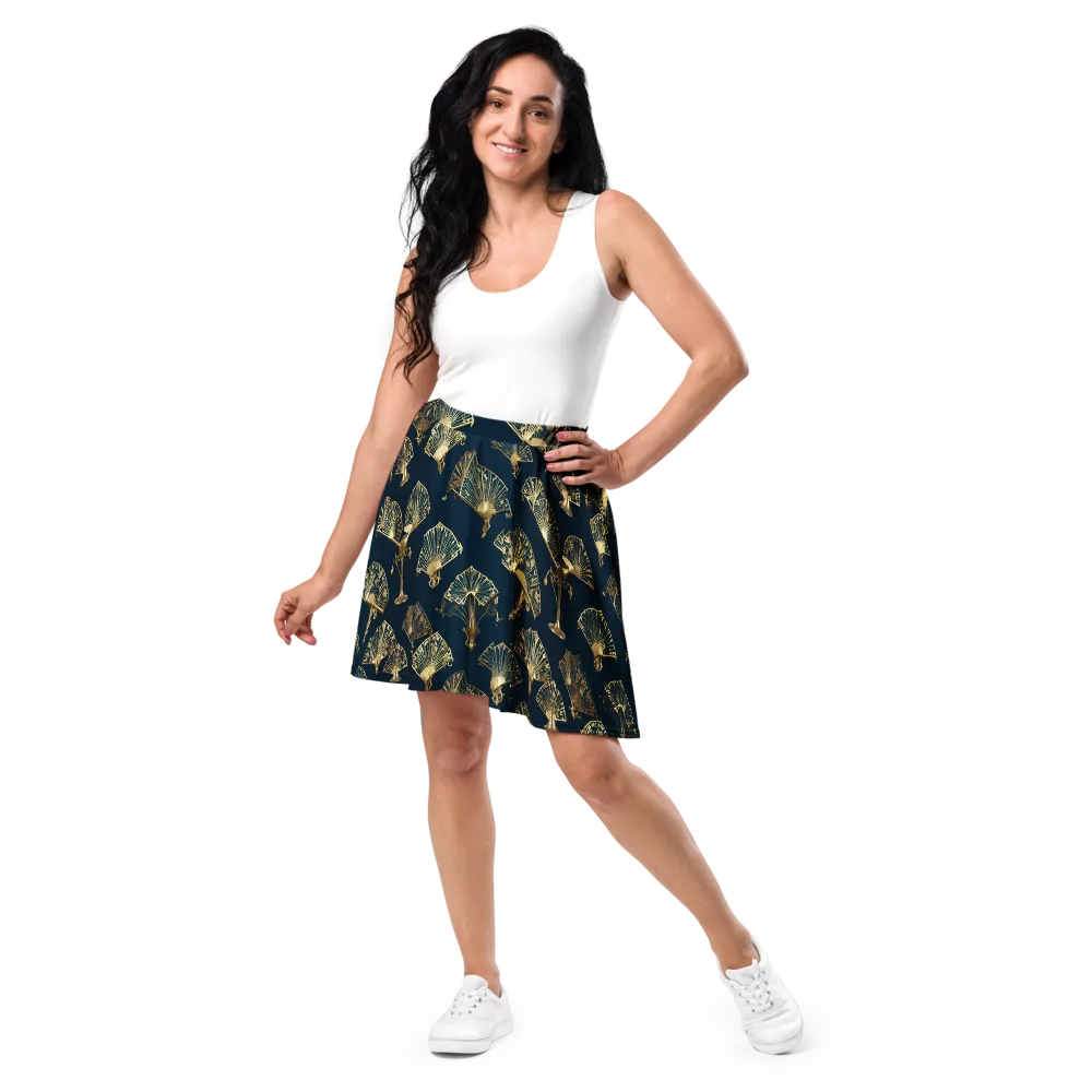 Gilded Fan Salon on Skater Skirt — Front