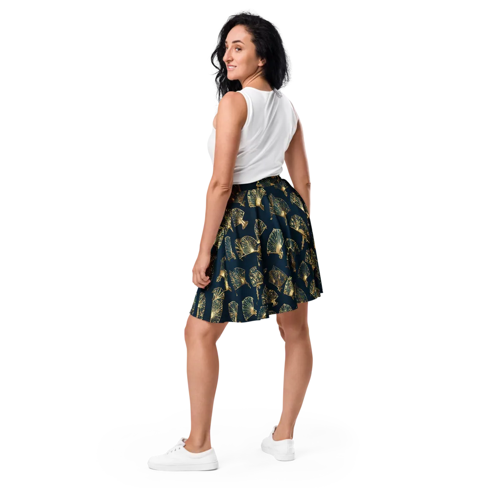 Gilded Fan Salon on Skater Skirt — Back