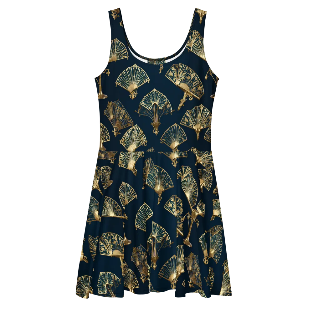 Gilded Fan Salon on Skater Dress — Front