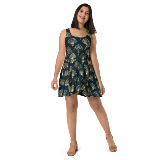 Gilded Fan Salon on a Skater Dress