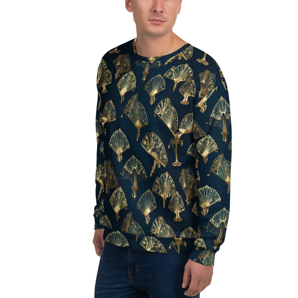 Gilded Fan Salon on Sweatshirt — Left Front