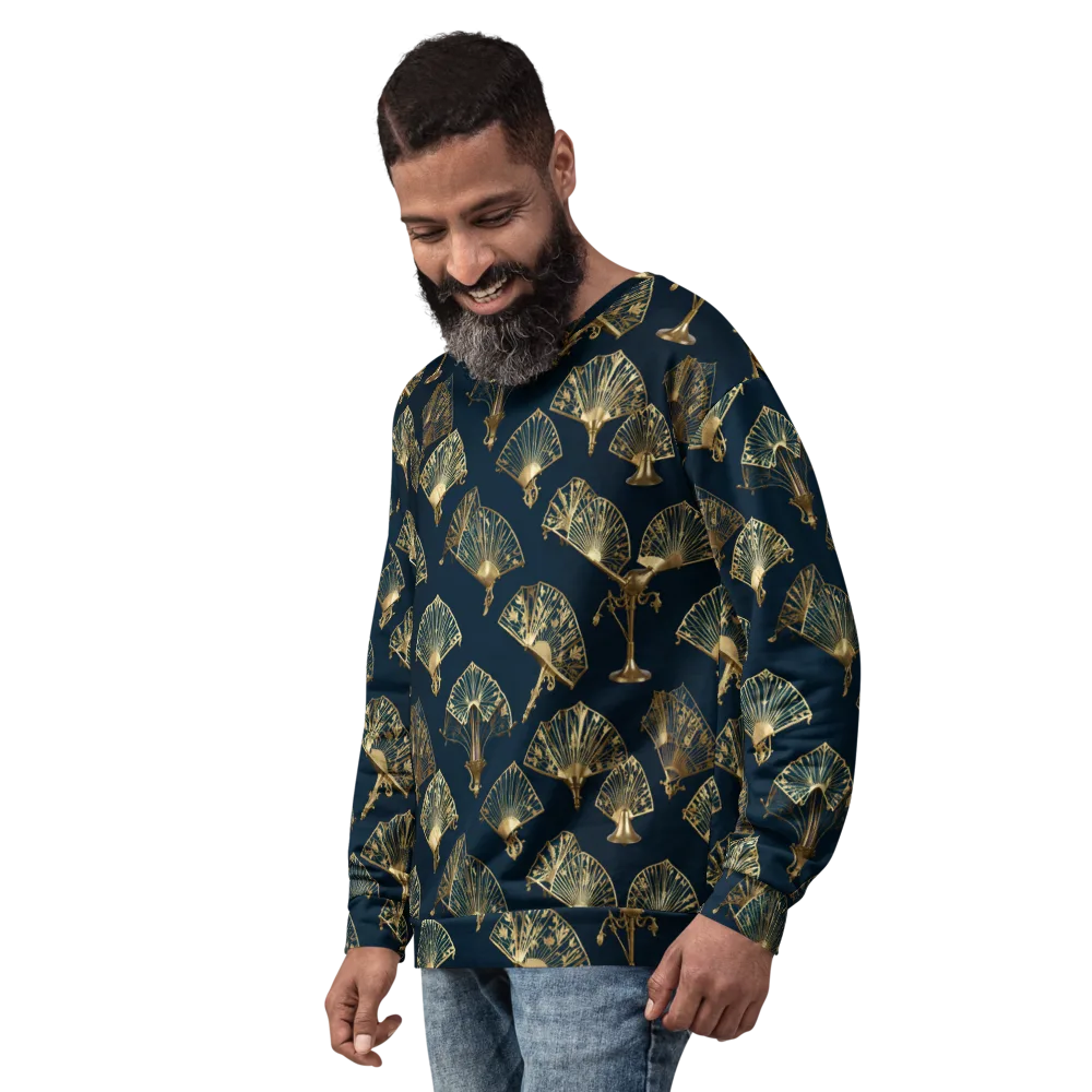 Gilded Fan Salon on Sweatshirt — Left Front
