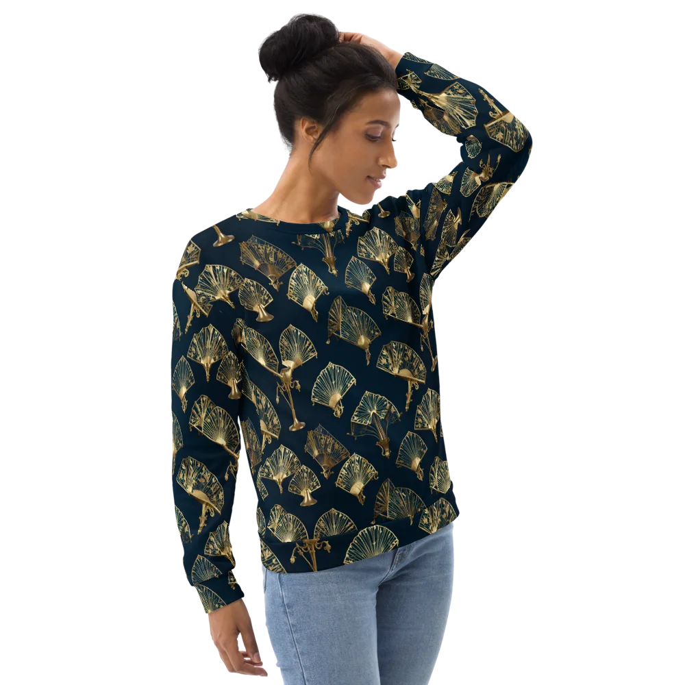 Gilded Fan Salon on Sweatshirt — Right Front