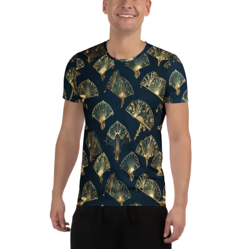 Gilded Fan Salon on a Men's Athletic T-Shirt