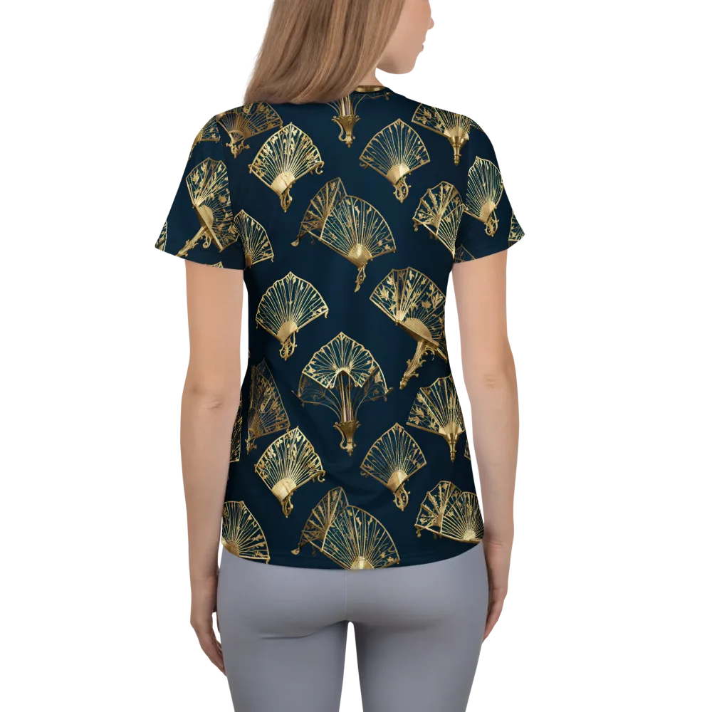 Gilded Fan Salon on Women's Athletic T-Shirt — Back