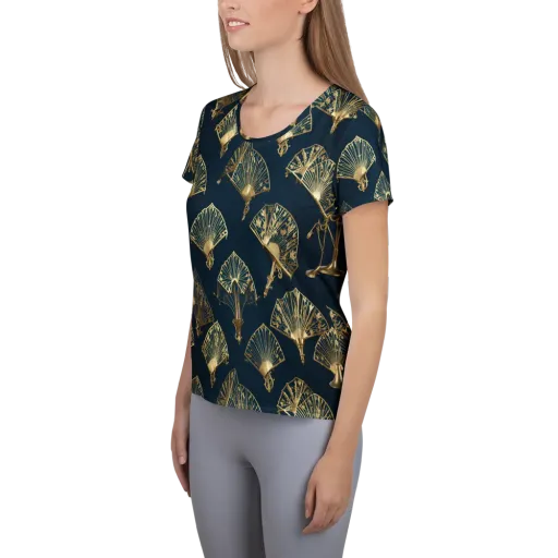 Gilded Fan Salon on a Women's Athletic T-Shirt