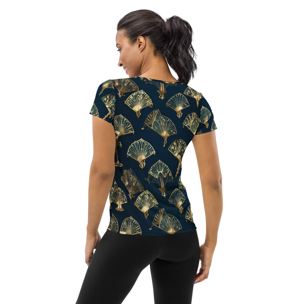 Gilded Fan Salon on Women's Athletic T-Shirt — Back