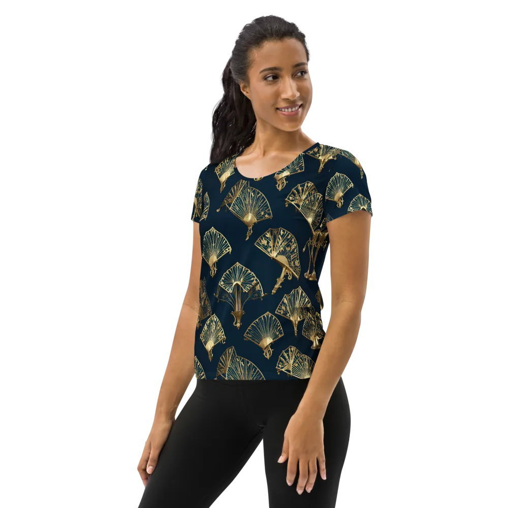 Gilded Fan Salon on Women's Athletic T-Shirt — Left