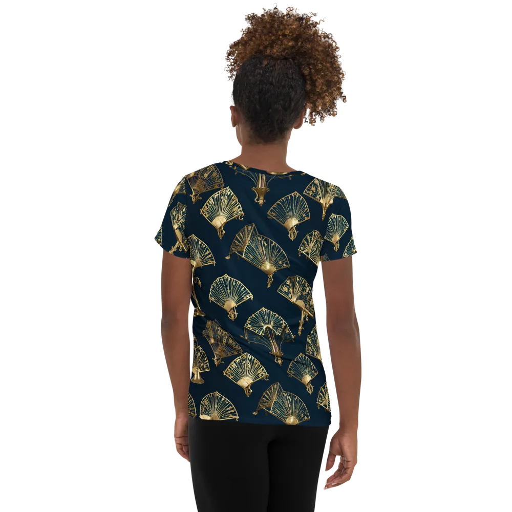 Gilded Fan Salon on Women's Athletic T-Shirt — Back