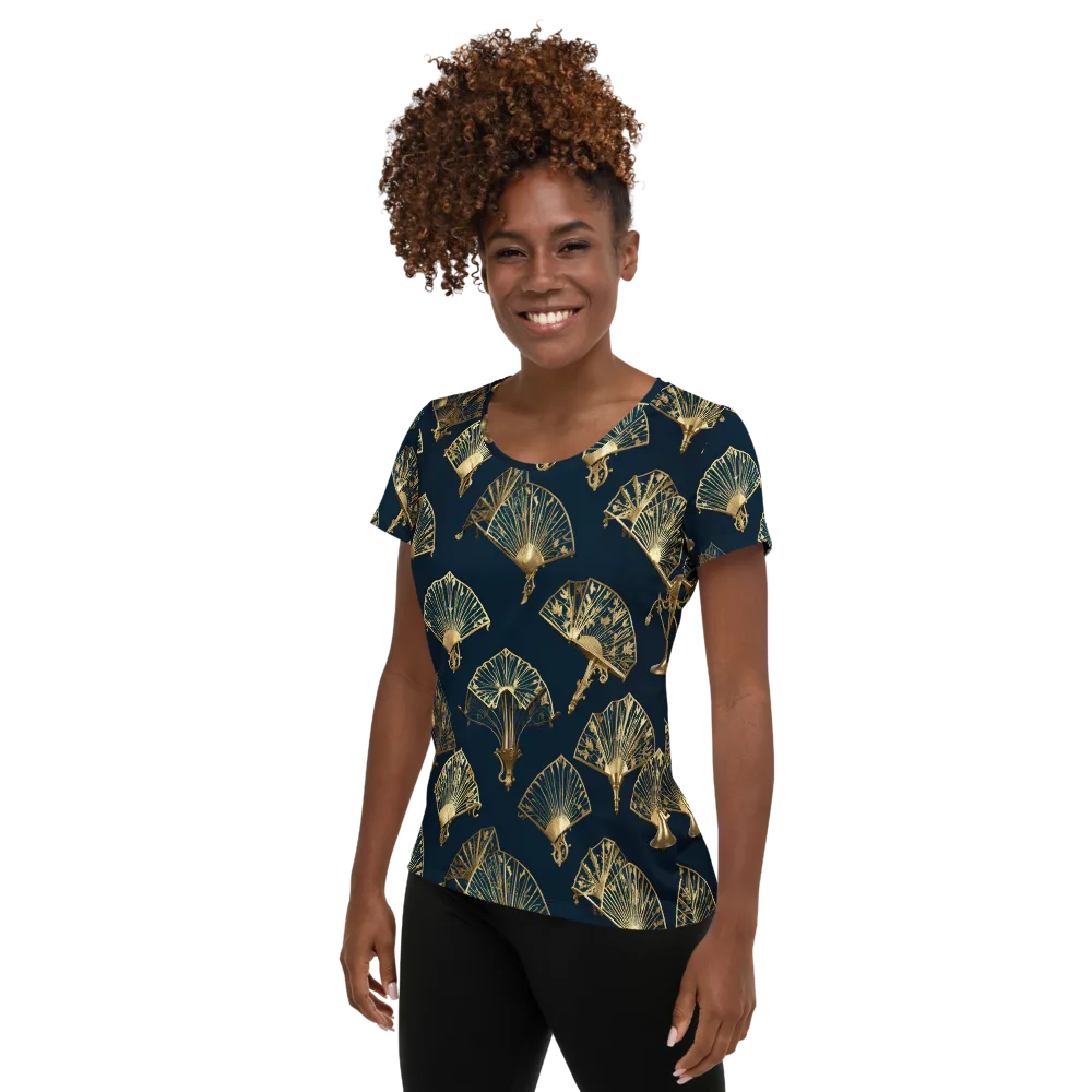 Gilded Fan Salon on Women's Athletic T-Shirt — Left