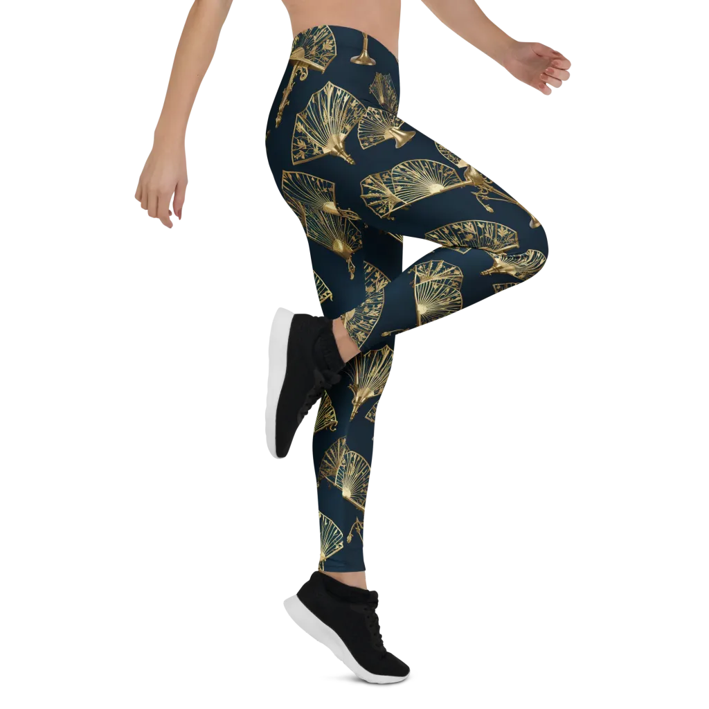 Gilded Fan Salon on Leggings — Right