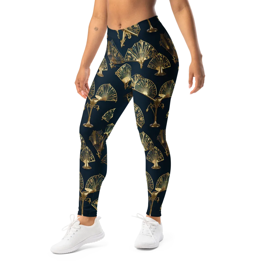 Gilded Fan Salon on Leggings — Left Front