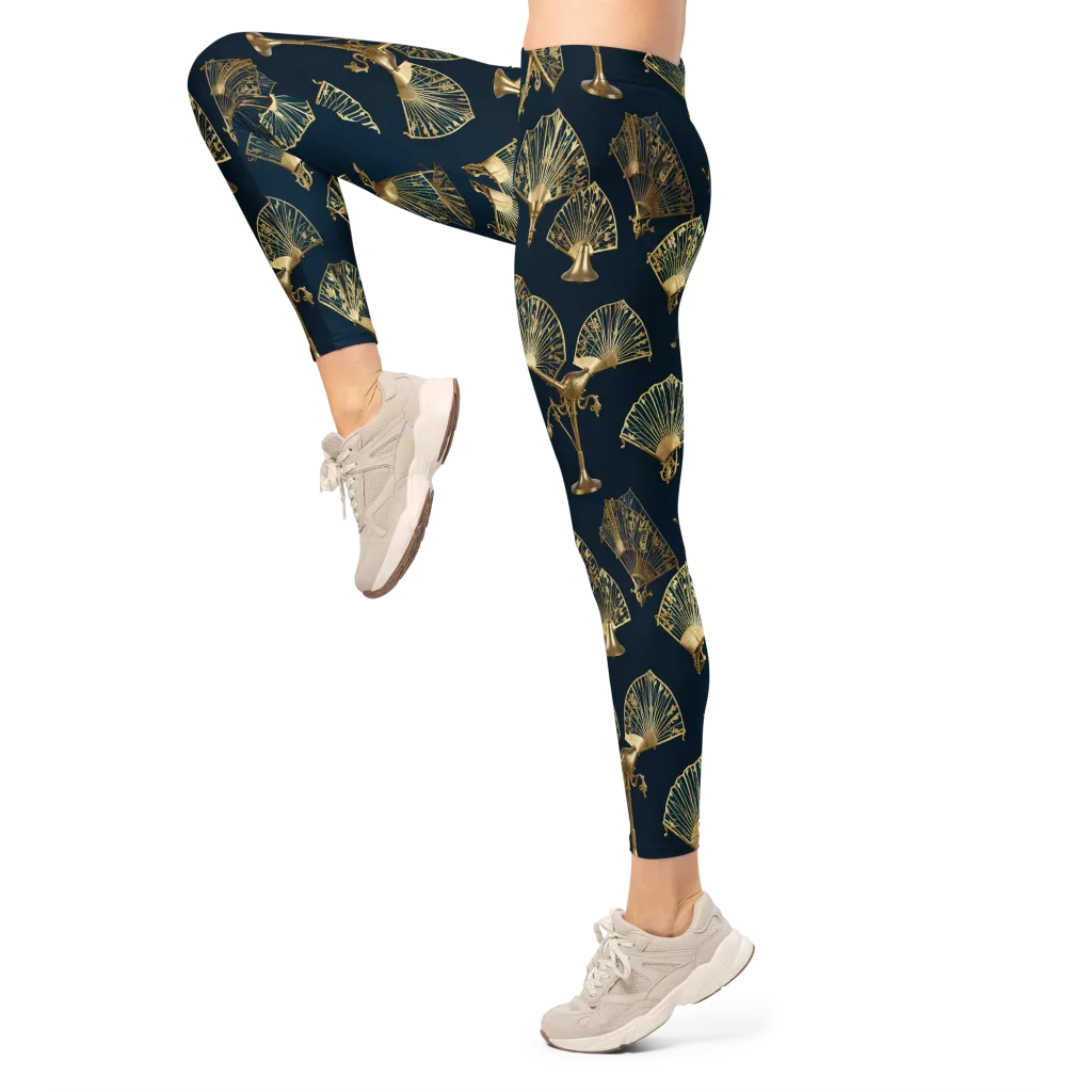 Gilded Fan Salon on Leggings — Left