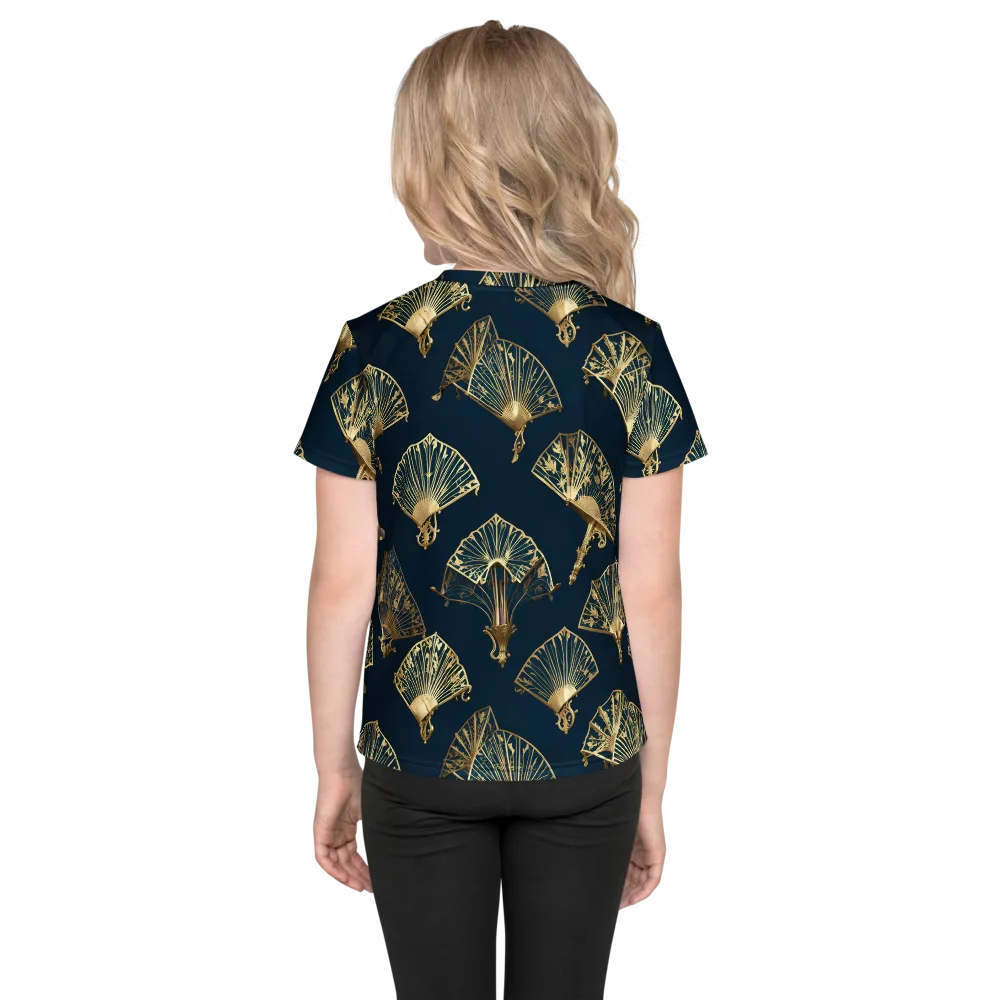 Gilded Fan Salon on Kids Crew Neck T-Shirt — Back