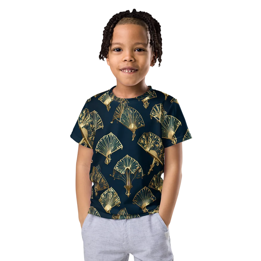Gilded Fan Salon on Kids Crew Neck T-Shirt — Front