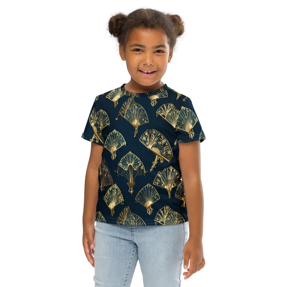 Gilded Fan Salon on Kids Crew Neck T-Shirt — Front