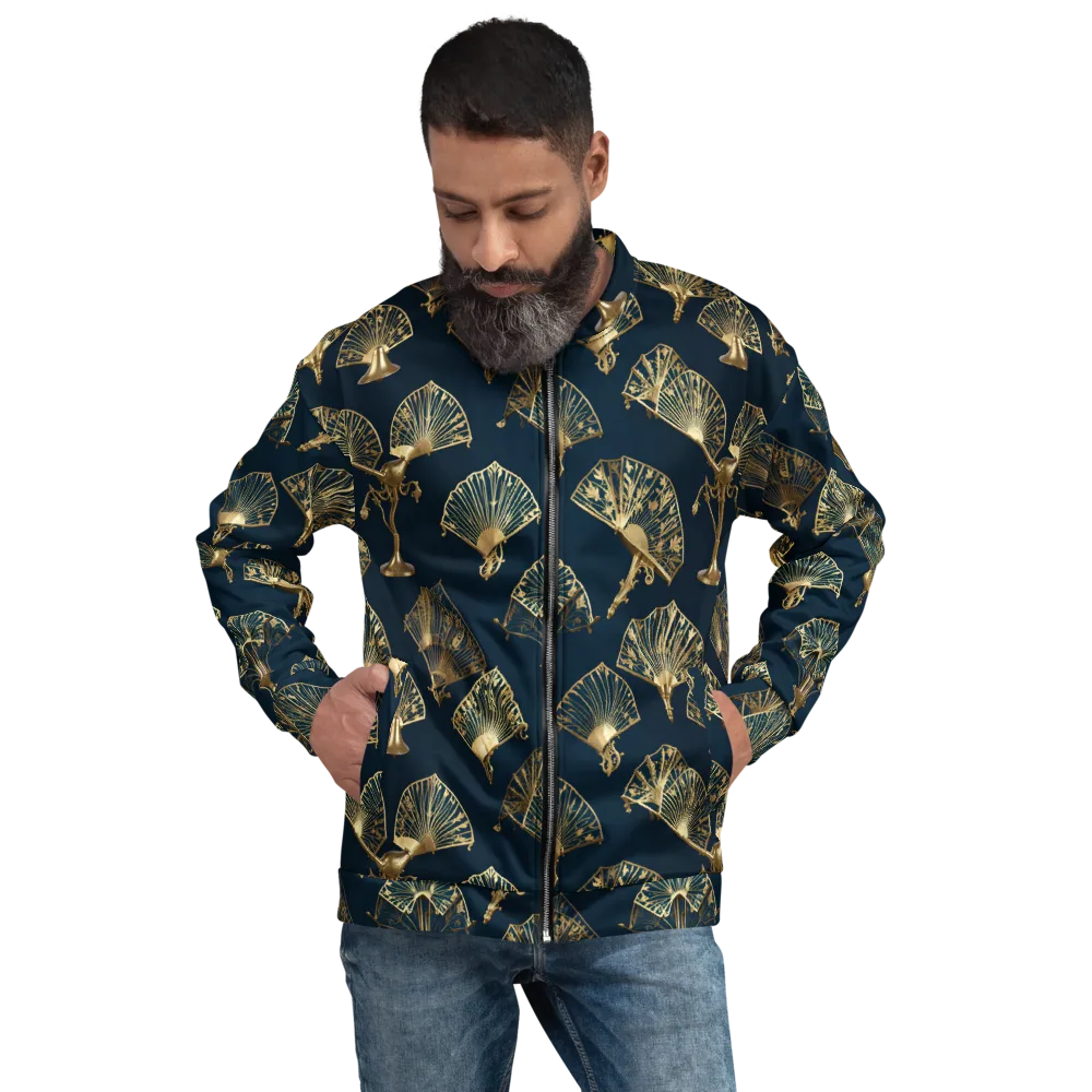 Gilded Fan Salon on Bomber Jacket — Front
