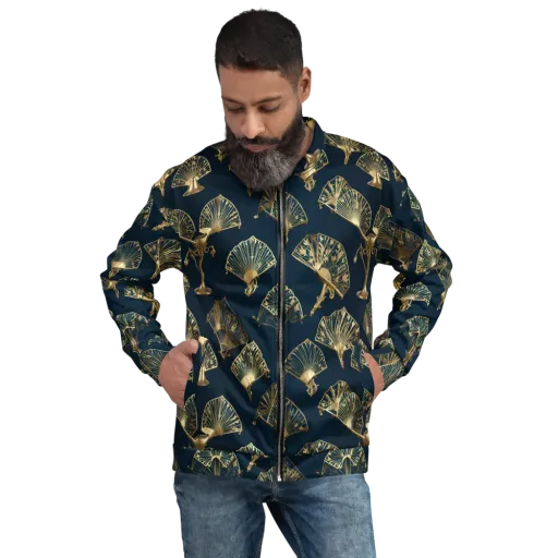 Gilded Fan Salon on a Bomber Jacket
