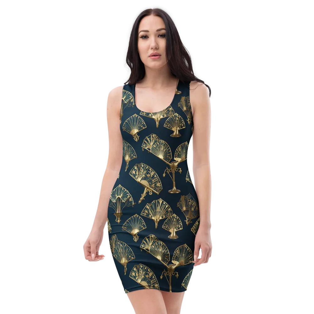 Gilded Fan Salon on Bodycon Dress — Front