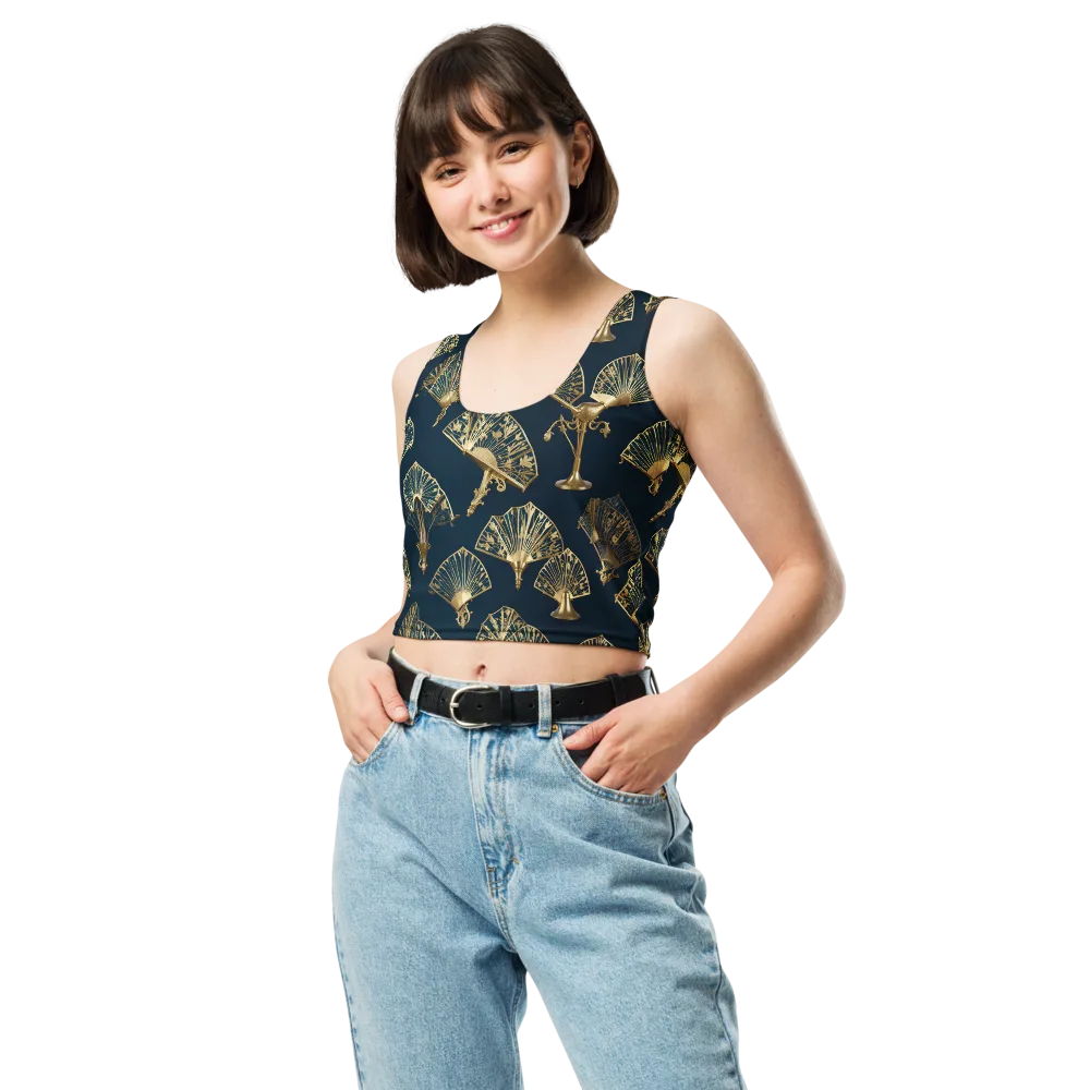 Gilded Fan Salon on Crop Top — Front