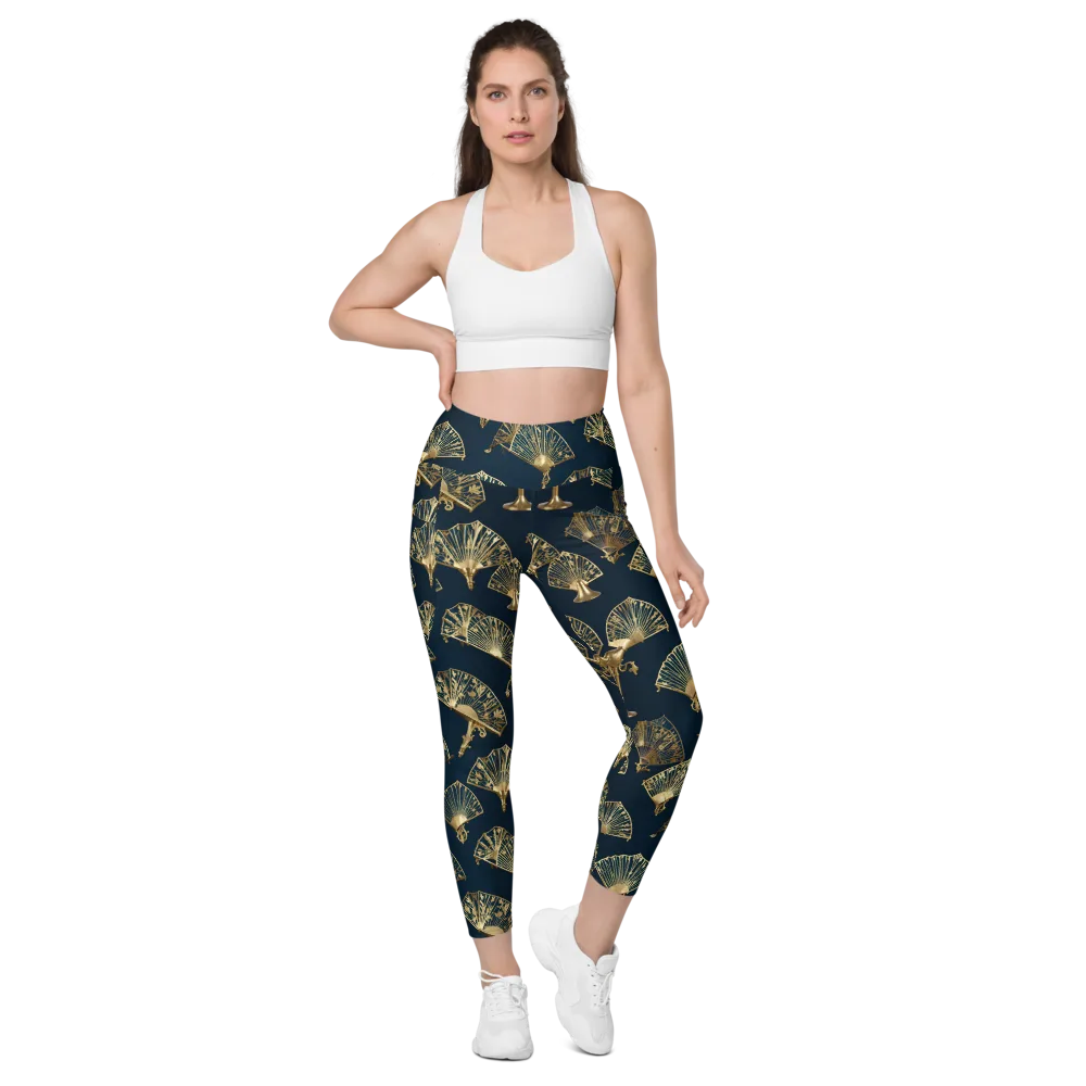 Gilded Fan Salon on Leggings with Pockets — Front
