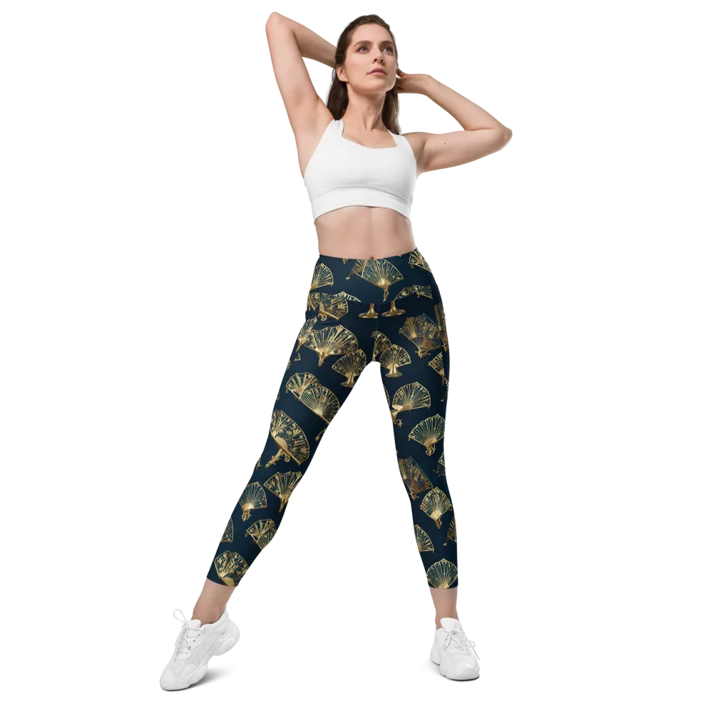 Gilded Fan Salon on Leggings with Pockets — Front
