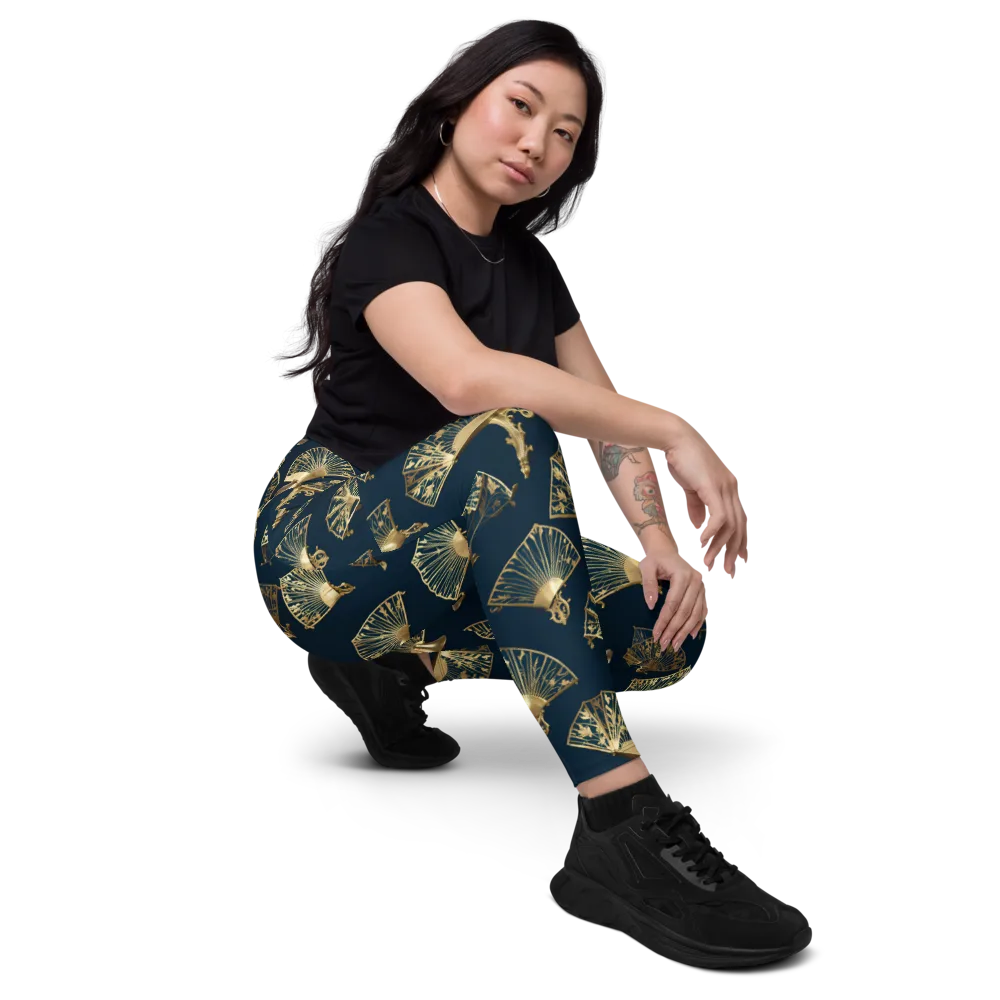 Gilded Fan Salon on Leggings with Pockets — Right Front